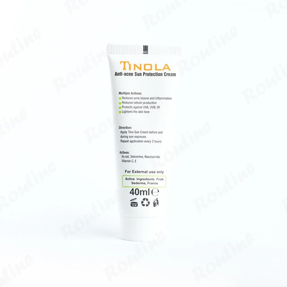 کرم ضد آفتاب بی رنگ تینولا مدل tino مناسب پوست چرب و جوش دار حجم 40 میلی لیتر SPF 30 — تصویر 2