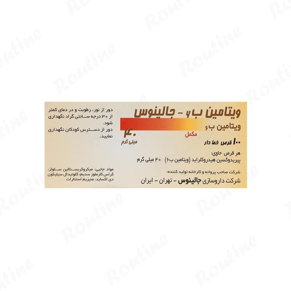 قرص ویتامین ب6 جالینوس 40 میلی‌گرم 100 عدد — تصویر 3