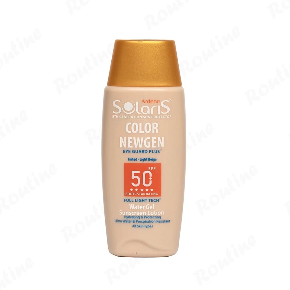 لوسیون ضد آفتاب فاقد چربی بژ روشن آردن سولاریس مدل Color Newgen SPF50 حجم 75 میلیلیتر