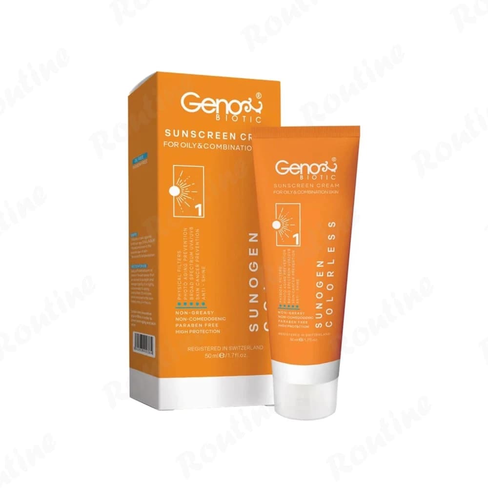 کرم ضد آفتاب SPF 50 بی رنگ ژنوبایوتیک