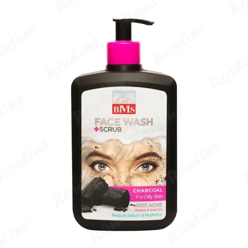 ژل شستشوی صورت اسکرابدار پوست چرب زغال اکتیو بیاماس 500 میلیلیتر
