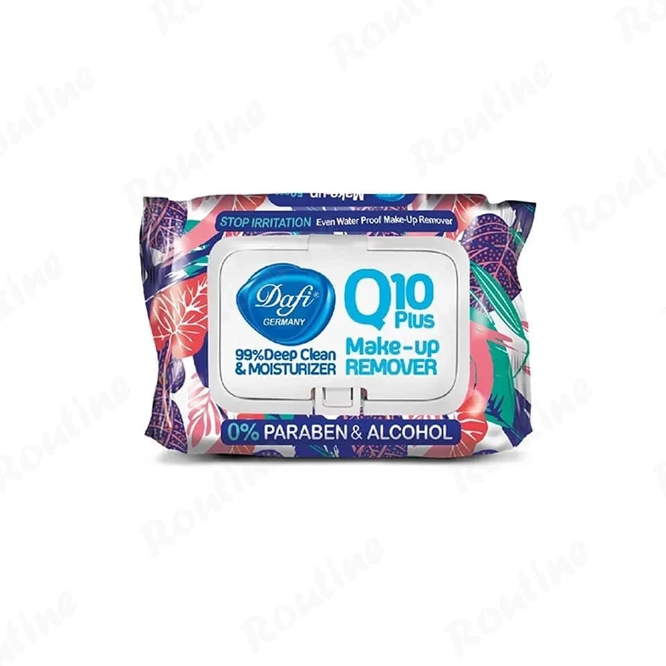 دستمال مرطوب پاککننده آرایش چشم و صورت Q10 دافی 50 برگی